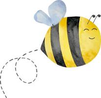 abeja linda acuarela con ruta de vuelo, miel, tema de verano. diseño de miel para bebé. vector