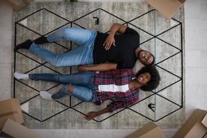 Top view of attractive young African American couple