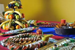 Catering food arrangement on table photo