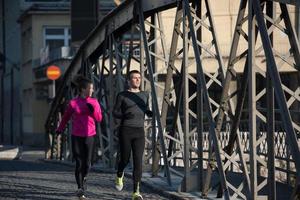 young  couple jogging photo