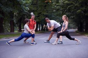 jogging people group stretching photo