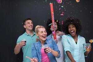 confetti party multiethnic group of people photo