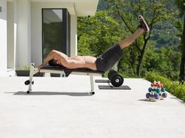 man doing morning exercises photo