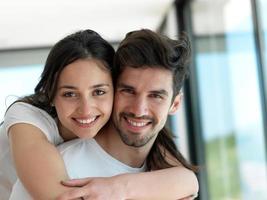 relaxed young couple at home photo