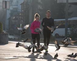 young  couple jogging photo