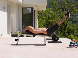 man doing morning exercises photo