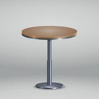 mesa redonda con plato de madera vector