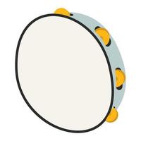 Round tambourine. Percussion musical instrument. Vector element isolated on white