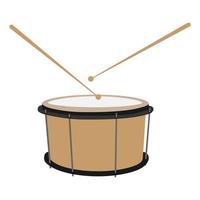 Drum with sticks. Musical instrument drawn in color vector