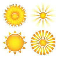 Set of sun vector images with lens flare and gradient