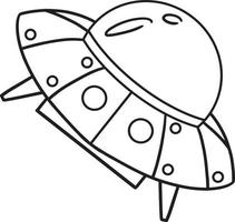 UFO Spaceship Isolated Coloring Page for Kids vector