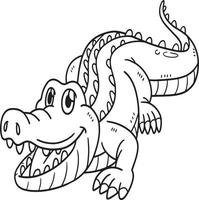 Crocodile Animal Isolated Coloring Page for Kids vector