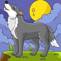 ilustración de dibujos animados de color animal lobo vector