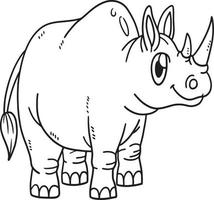 Rhinoceros Animal Isolated Coloring Page for Kids vector