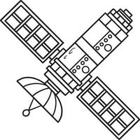 Space Satellite Isolated Coloring Page for Kids vector