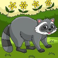 Racoon Animal Colored Cartoon Illustration vector