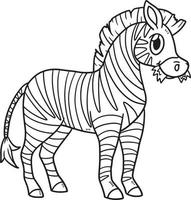 Zebra Animal Isolated Coloring Page for Kids vector