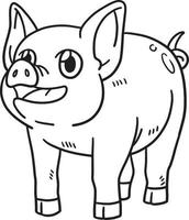 Pig Animal Isolated Coloring Page for Kids vector