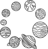 Solar System Isolated Coloring Page for Kids vector