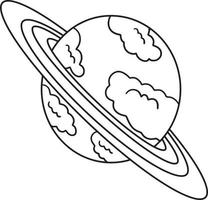 Planet Saturn Isolated Coloring Page for Kids vector