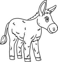 burro animal aislado página para colorear para niños vector