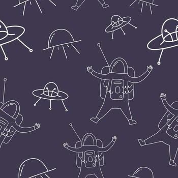 patrón sin costuras con astronauta, nave espacial. ilustración vectorial vector