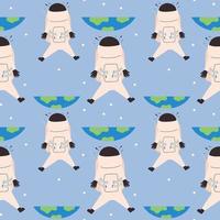 Seamless pattern with astronaut. Vector illustration