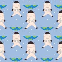 Seamless pattern with astronaut. Vector illustration