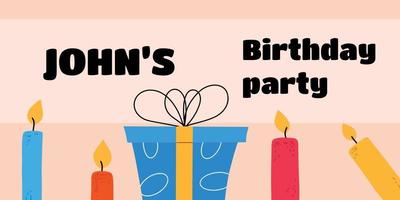 Flat design birthday banner with gift boxes. Vector illustration