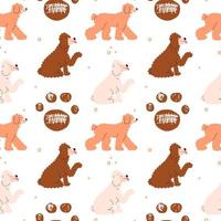 Seamless pattern with funny dog. Vector illustration in flat style