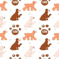 Seamless pattern with funny dog. Vector illustration in flat style