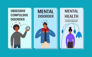 Design template with people suffering from mental disorders. Vector illustration