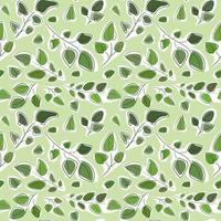 A pattern of leaves and branches on a green background. A light outline of foliage with spots of color. Motifs of leaves and branches on an eco theme. For printing packaging, textiles, banners, flyers vector