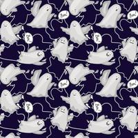 Doodle cute Ghost Haloween seamless pattern. Background with a simple creepy character or scary ghostly monsters. Texture for print, paper packaging, Halloween textiles. vector