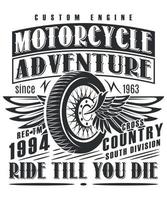 Fully editable Vector EPS 10 Outline of Custom Engine Motorcycle Adventure T shirt Design an image suitable for T Shirts, Mugs, Bags, Poster Cards, and much more. The Package is 4500 5400px