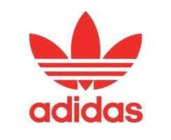 logotipo de símbolo de adidas rojo con nombre icono de diseño de ropa ilustración de vector de fútbol abstracto con fondo blanco