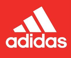 Adidas Logo White Symbol With Name Clothes Design Icon Abstract football Vector Illustration With Red Background