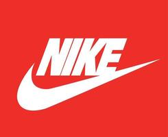 logotipo de nike blanco con nombre icono de diseño de ropa ilustración de vector de fútbol abstracto con fondo rojo