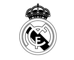 Real Madrid Logo Symbol Black And White Design Spain football Vector European Countries Football Teams Illustration