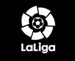 La Liga Logo Symbol White And Black Design Spain football Vector European Countries Football Teams Illustration