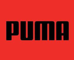 logotipo de puma nombre símbolo negro icono de diseño de ropa ilustración de vector de fútbol abstracto con fondo rojo