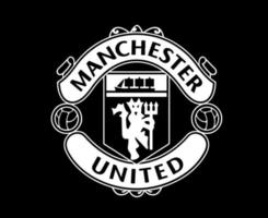 manchester united football club logo símbolo blanco y negro diseño inglaterra fútbol vector países europeos equipos de fútbol ilustración