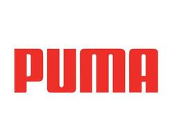 puma logo nombre rojo símbolo ropa diseño icono abstracto fútbol vector ilustración con fondo blanco