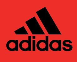 logotipo de adidas símbolo negro con nombre icono de diseño de ropa ilustración de vector de fútbol abstracto con fondo rojo