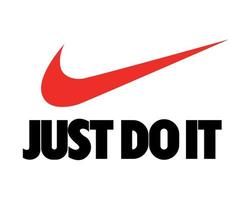 Nike logo rojo y solo hazlo símbolo negro ropa diseño icono abstracto fútbol vector ilustración con fondo blanco