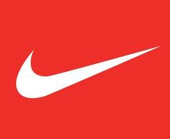 Nike Logo White Clothes Design Icon Abstract football Vector Illustration With Red Background