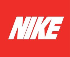 Nike logo nombre blanco ropa diseño icono abstracto fútbol vector ilustración con fondo rojo