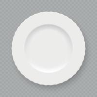 Realistic white plate dish vector