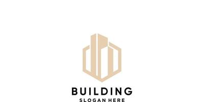 Building logo design template with hexagon concept vector