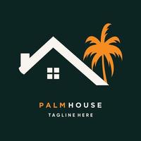 logotipo de la casa con concepto de palmera premium vector premium